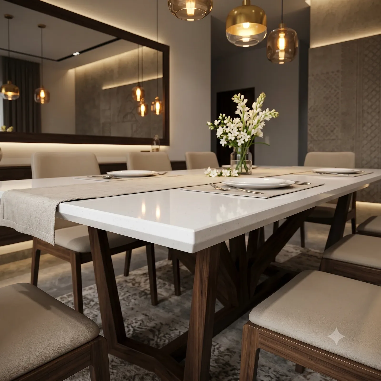 Nano White Granite Dining Table